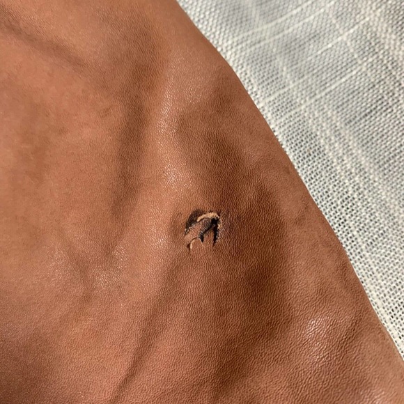 New Fast Leather Mid Length Light Brown Jacket Unisex Vintage 42 Plz See Pics - Picture 4 of 12